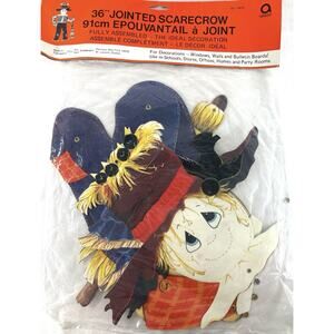 Vintage Amscan 36” Jointed Scarecrow Halloween Decoration Sealed Package
